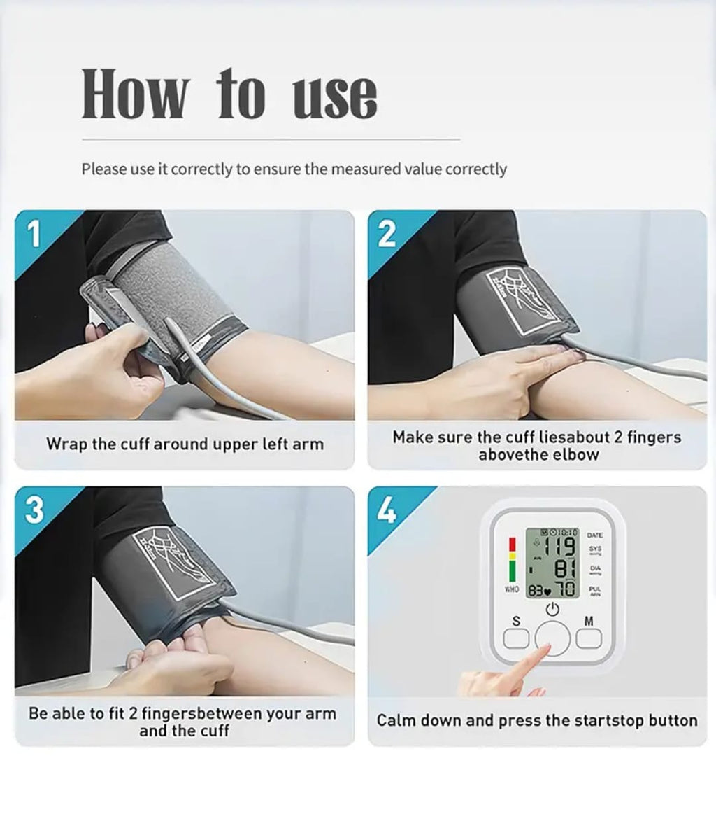 Digital Blood Pressure Monitor – Fully Automatic Upper Arm BP Machine with Heart Rate & Pulse Detection