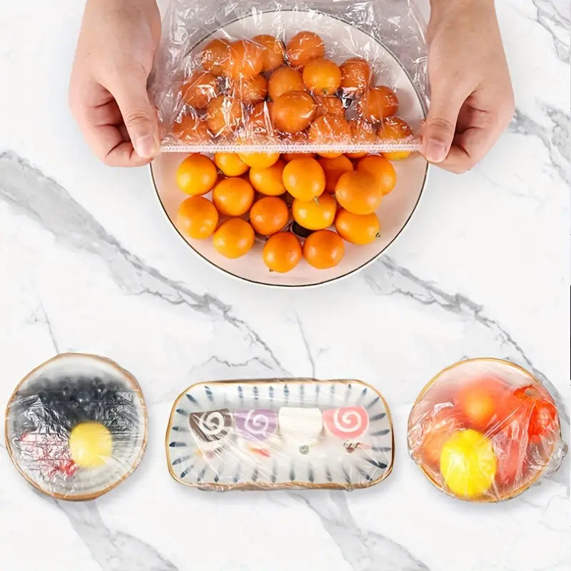 Disposable elastic food wrap covers 100pcs transparent