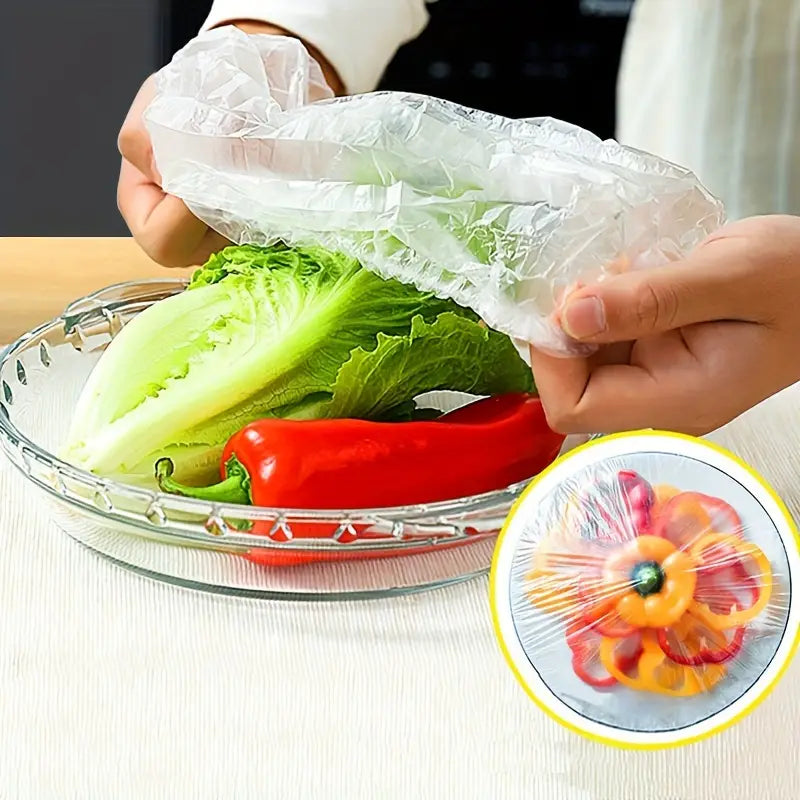 Disposable elastic food wrap covers 100pcs transparent