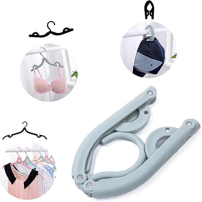 Portable folding clothes hangers with slots pack of 10 for travel and wardrobe