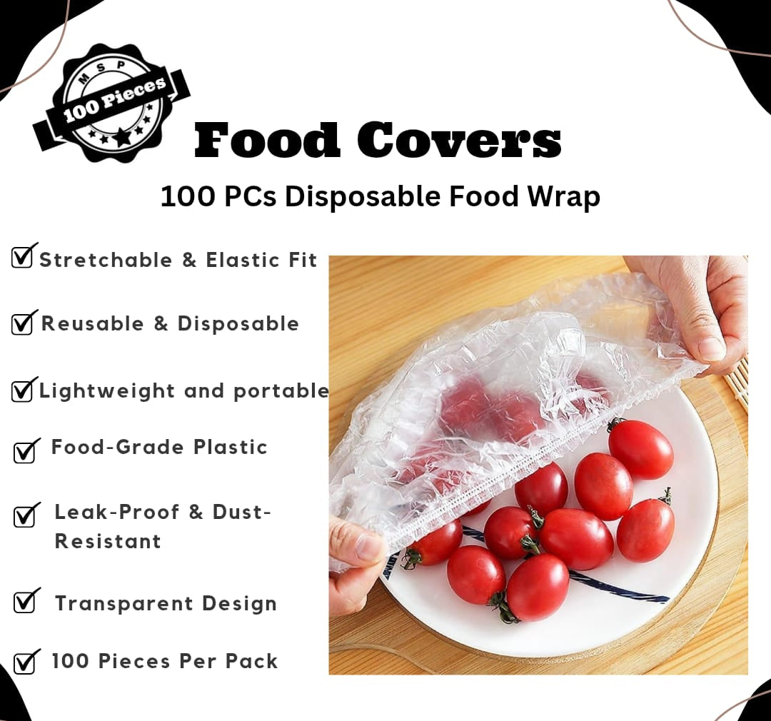 Disposable elastic food wrap covers 100pcs transparent