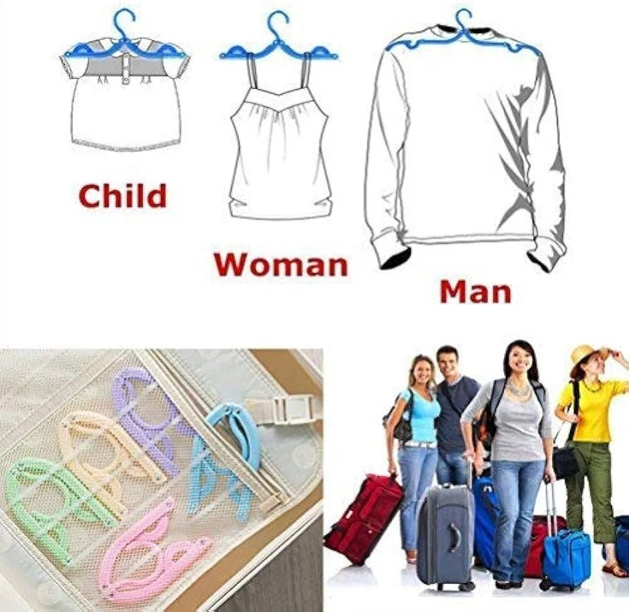 Portable folding clothes hangers with slots pack of 10 for travel and wardrobe