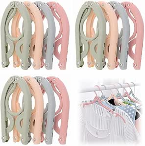 Portable folding clothes hangers with slots pack of 10 for travel and wardrobe